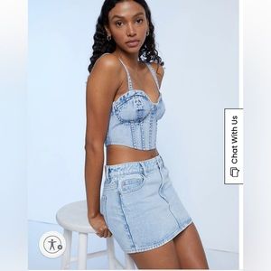 PacSun LA Revolve ASOS denim corset top vintage stonewash S